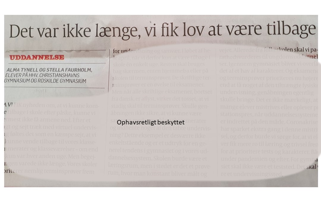 Avisartikel - skrevet af Alma og Stella